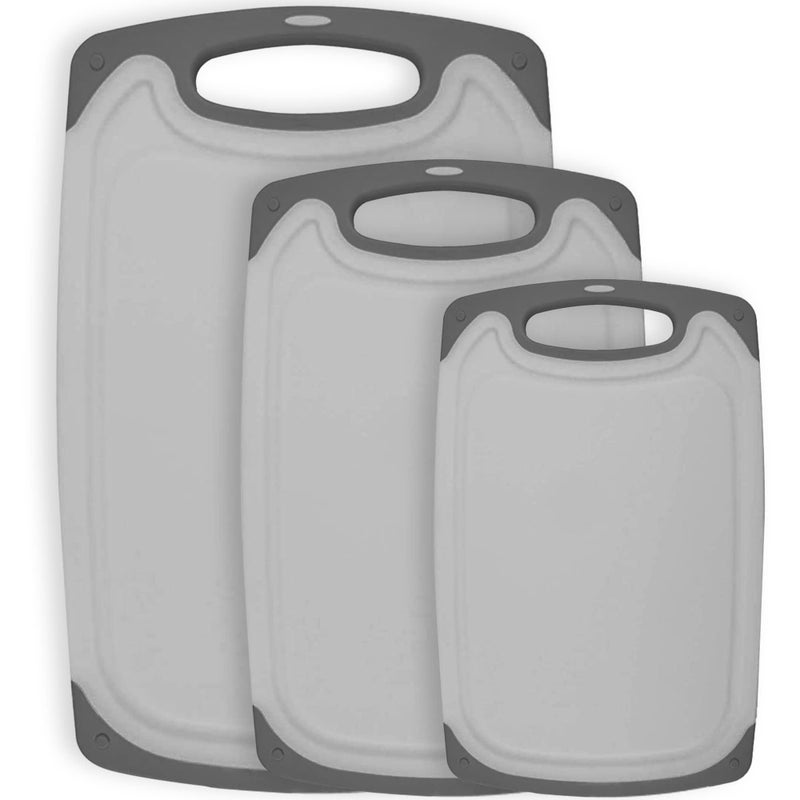 HOMWE Cutting Boards for Kitchen - Chopping Board 3-Pack w/Different Sizes and Non Slip Handles - Reversible  Large Cutting Board Set - Unique Gifts for Cooks Who Have Everything - Gray on Gray - Image 1